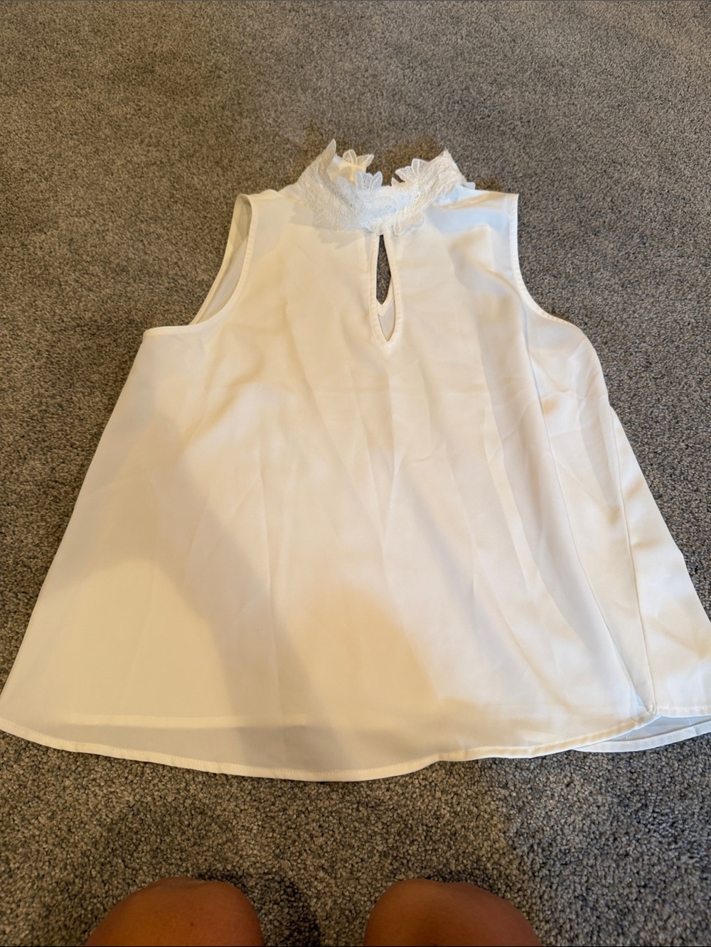Joie White Lace-Trim Sleeveless Blouse